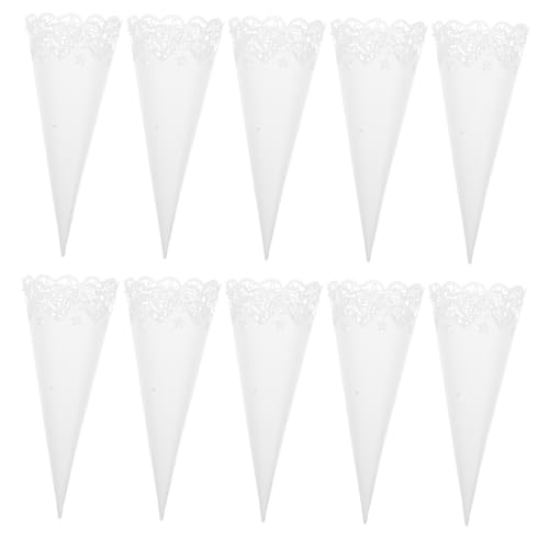 LRXIYODE 50 Stück Weiße Papier Petal Cone mit Herzmuster Elegante Deko für Hochzeiten Geburtstagsfeiern und Jubiläen Einzigartiges Feierwerkzeug für Unvergessliche von LRXIYODE
