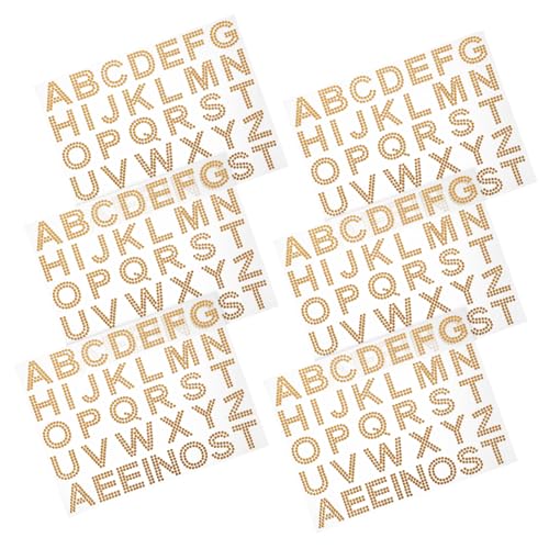 LRXIYODE 6 Blätter Rhinestone Buchstaben Aufkleber Glitzer Sticker für Kleidung Taschen und Dekoration DIY Acryl Edelstein Sticker für Bling Look Selbstklebend und Einfach zu Verwenden von LRXIYODE