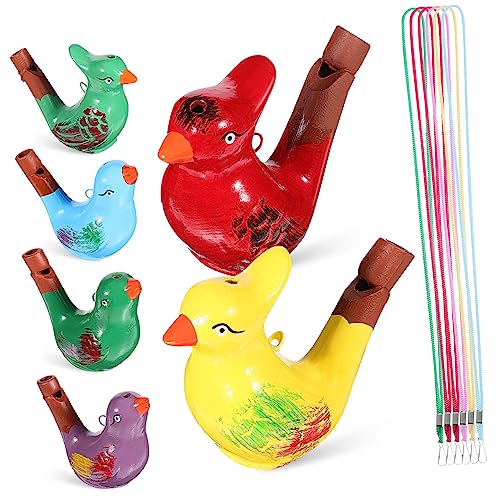 LRXIYODE 6 Stück Keramische Vogelpfeifen mit Lanyards Lustige Spielzeuge für Kleinkinder Musikinstrumente Musikalischen Entwicklung Gemischte Farbenfrohe Tierdesigns Zufällige Farbe von LRXIYODE