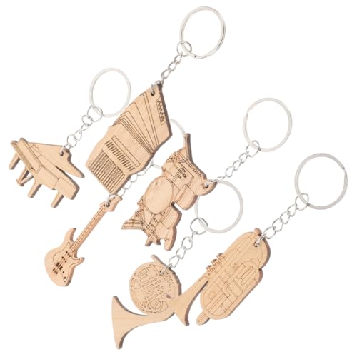 LRXIYODE 6 Stück Schlüsselanhänger Für Musikinstrumente Brieftaschenschlüsselkette Lustiger Schlüsselbund Schlüsselanhänger Mit Musikanhänger Mini-rucksack-schlüsselanhänger Holz Khaki von LRXIYODE