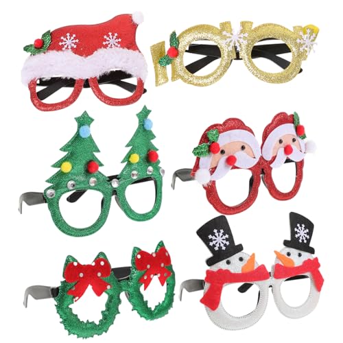 LRXIYODE 6 Stück Weihnachtsdekorationen Weihnachtsbrillengestell Weihnachtsbrillen Requisiten Party Kind Weihnachtsbrille Foto Requisiten Rahmen Weihnachtsbedarf Plastik von LRXIYODE