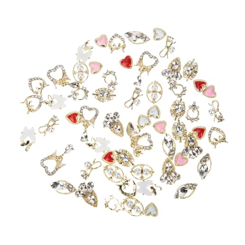 LRXIYODE 60 Stück Barock Stil Nagel Schmuck DIY Nail Ornaments aus Langlebiger Legierung für Maniküre Nail Art Dekorationen Designs mit Strass und Perlen für Frauen und Mädchen von LRXIYODE