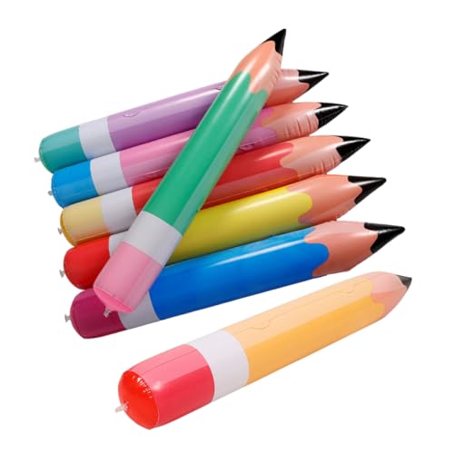 LRXIYODE 7 Stück Aufblasbare PVC Bleistifte Riesige Dekoration für Schulanfang Bunte Auffällige Klassenraum Requisiten in Orange Gelb Blau Grün Rot von LRXIYODE