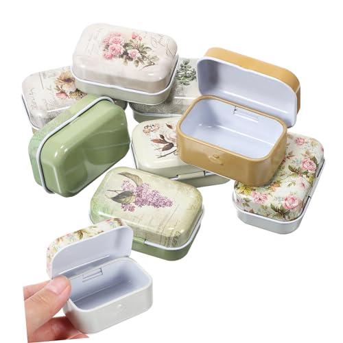 LRXIYODE 8Stücke Vintage Schmuckschatulle mit Deckel Dekorative Aufbewahrungsbox im Retro Stil für Ringe Ohrringe und Kleine Gegenstände Blumenmuster Verschenken von LRXIYODE