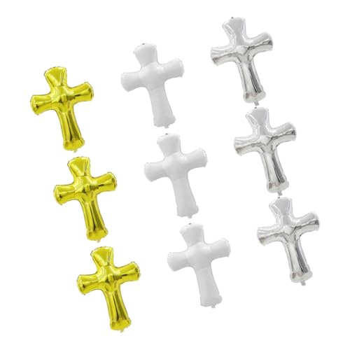 LRXIYODE 9 Stück Teiliges Kreuz Folienballon aus Aluminium Religiöse Heliumballons für Tauf und Kommunionsfeiern Langlebige Auffällige Dekoration für Jungen und Mädchen Wetterfest für von LRXIYODE