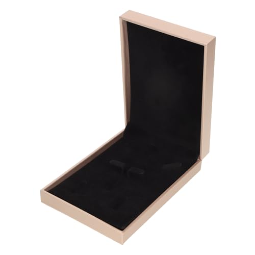 LRXIYODE Elegante Schmuckschatulle aus hochwertigem Kunstmaterial mit gebürsteter Oberfläche Kompakte Schmuckbox für Ringe Halsketten und Anhänger Tragbare Schmuckverpackung in Champagner von LRXIYODE