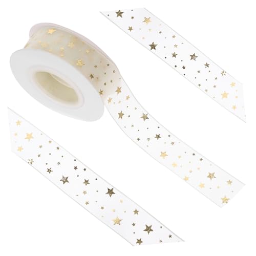 LRXIYODE Festliches Geschenkband aus Chiffon mit Goldprägung Breit Lang Vielseitiges Bastelband für Schleifen Dekoration und Geschenke Bequem Zuschneidbar für DIY projekte und Partys von LRXIYODE