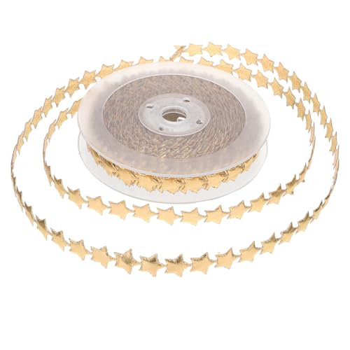 LRXIYODE Glänzendes Goldenes Dekoband mit Geprägtem Sternenmuster Langlebiges Leichtes Geschenkband für Weihnachtsdekoration DIY Basteln Geschenkschleifen und Festliche Verzierungen von LRXIYODE