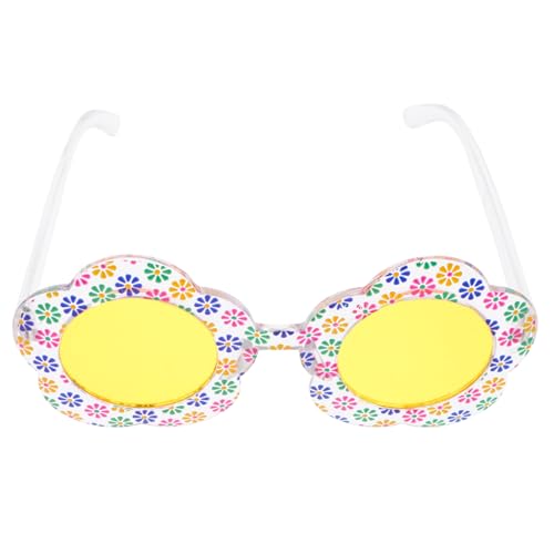 LRXIYODE Kleine Transparente Sonnenbrille mit Gelben Gläsern und Blumenmuster Niedliche Partybrille für Mädchen Lustige Fotobrille für Geburtstag Strand und Outdoor Feiern von LRXIYODE
