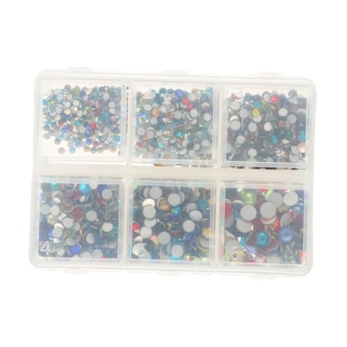 LRXIYODE Manicure Strasssteine Fach Sortiert Flache Rückseite Nail Art Charms für DIY Nageldekorationen Mix Farben Bastelsteinchen für Schmuck und Körperkunst von LRXIYODE