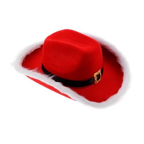 LRXIYODE Weihnachts Cowgirlhut Rot mit Weißer Krempe Festlicher Santa Claus Hut Aus Weichem Vliesstoff Modisches Weihnachtskostüm Accessoire Für Xmas Party LRXIYODE Weihnachts Cowgirlhut Rot mit Weißer Krempe Festlicher Santa Claus Hut Aus Weichem Vliesstoff Modisches Weihnachtskostüm Accessoire Für Xmas Party von LRXIYODE