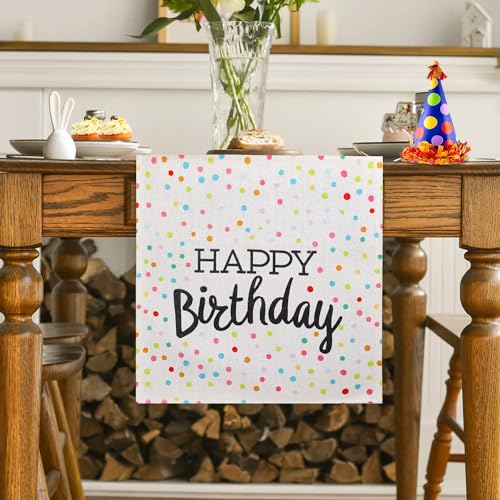 LRartdeco Tischläufer Deko Geburtstag Tischläufer Bunt Punkte Dekoration Tischlaufer Happy Birthday Bwaschbar Tischdecke 40x140cm Leinenoptik für Partys Geburtstagsdeko Feier Dekoration LRartdeco Tischläufer Deko Geburtstag Tischläufer Bunt Punkte Dekoration Tischlaufer Happy Birthday Bwaschbar Tischdecke 40x140cm Leinenoptik für Partys Geburtstagsdeko Feier Dekoration von LRartdeco