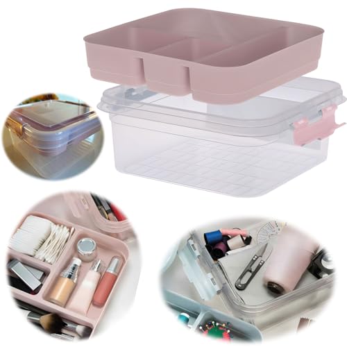 LS-LebenStil Sortierbox Aufbewahrungsbox 24cm Rosa Stapelbox mit Deckel Kosmetik Organizer Nähkasten Einsatz Nähzubehör Kosmetik Make-Up 4 Fächer 2 Ebenen Box/Deckel durchsichtig transparent LS-LebenStil Sortierbox Aufbewahrungsbox 24cm Rosa Stapelbox mit Deckel Kosmetik Organizer Nähkasten Einsatz Nähzubehör Kosmetik Make-Up 4 Fächer 2 Ebenen Box/Deckel durchsichtig transparent von LS-LebenStil