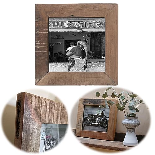 LS-LebenStil Wand-Bilderrahmen Fund-Holz Braun 20x15cm Fotorahmen Vintage Retro Recycelt von LS-LebenStil