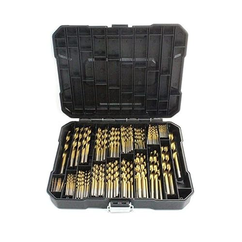Metall-Spiralbohrer-Set, titanbeschichtet 4241 HSS 135 ° Spitze metrische Bohrer Größe 1,5-10 mm für Holzbearbeitung, Kunststofflöcher (230Pcs-Case) von LSDZHK