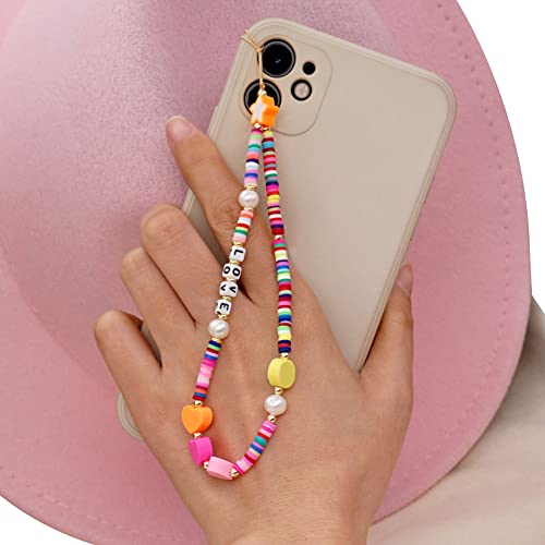 Böhmische Handyanhänger, Perle Handykette Acryl Handy Lanyard Kette Bunte Perlen Mobile Phone Strap für Frauen Mädchen Charm Anhänger Handyschlaufe Lanyard Perlen Kette für Handy Mobile Handyschmuck von LSGGTIM