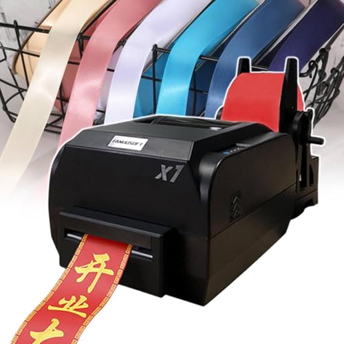 LSHFYV Digitale Satinband-Druckmaschine, Satinband-Druckermaschine, digitaler Banddrucker mit Bandhalter, Stempeldruckmaschine zum Verpacken von Geschenken, Geschwindigkeit 150 mm/s,SingleRow von LSHFYV