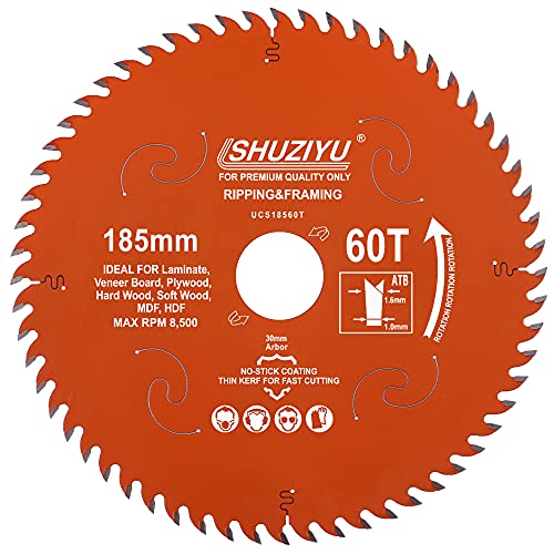 LSHUZIYU, 185mm 60T, Mittelloch 30mm mit 25.4-22.23-20mm Unterlegscheibe. Kreissägeblatt für die Holzbearbeitung, Sägeblatt für Holz. LSHUZIYU, 185mm 60T, Mittelloch 30mm mit 25.4-22.23-20mm Unterlegscheibe. Kreissägeblatt für die Holzbearbeitung, Sägeblatt für Holz. von LSHUZIYU