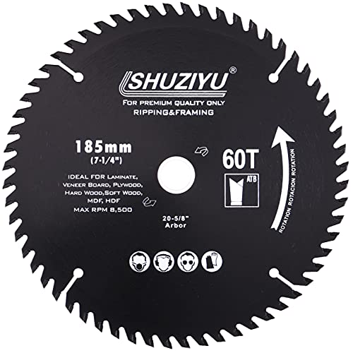 LSHUZIYU. 185mm 60T, Mittelloch 20mm mit 15.88mm Unterlegscheibe, Kreissägeblatt für die Holzbearbeitung, Sägeblatt für Holz. LSHUZIYU. 185mm 60T, Mittelloch 20mm mit 15.88mm Unterlegscheibe, Kreissägeblatt für die Holzbearbeitung, Sägeblatt für Holz. von LSHUZIYU