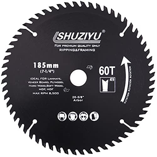 LSHUZIYU. 185mm 60T, Mittelloch 20mm mit 15.88mm Unterlegscheibe, Kreissägeblatt für die Holzbearbeitung, Sägeblatt für Holz. von LSHUZIYU