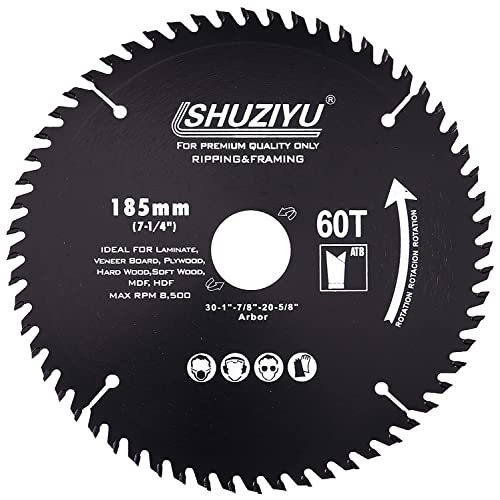 LSHUZIYU. 185mm 60T, Mittelloch 30mm mit 25.4-22.23-20-15.88mm Unterlegscheibe, Kreissägeblatt für die Holzbearbeitung, Sägeblatt für Holz. LSHUZIYU. 185mm 60T, Mittelloch 30mm mit 25.4-22.23-20-15.88mm Unterlegscheibe, Kreissägeblatt für die Holzbearbeitung, Sägeblatt für Holz. von LSHUZIYU