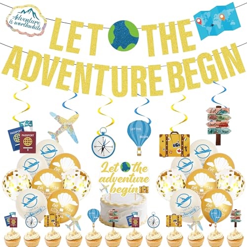 Let The Adventure Begin Banner - 37 StüCk Reise Mottoparty Dekoration Abschiedsparty Cupcake Toppers Ballons Deko für MäNner Frauen Reisen Ruhestand Abschlussfeier Geburtstagsfeiern Abschiedsparty Let The Adventure Begin Banner - 37 StüCk Reise Mottoparty Dekoration Abschiedsparty Cupcake Toppers Ballons Deko für MäNner Frauen Reisen Ruhestand Abschlussfeier Geburtstagsfeiern Abschiedsparty von LSISIIUYSL