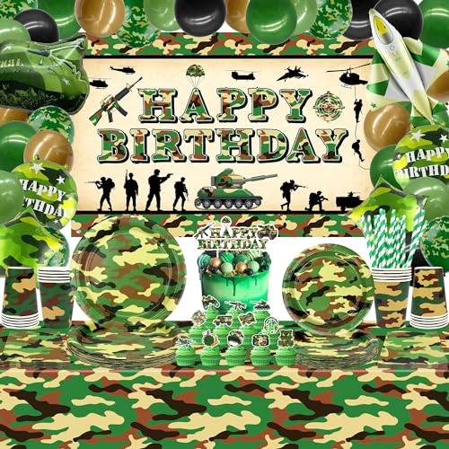 Camo Geburtstagsparty-Dekoration – Armee-Partyzubehör, Teller, Becher, Servietten, Camouflage, Tischdecke, Happy Birthday, Hintergrund, Luftballons, Kuchendekoration für Jungen, Camouflage, Jagd, Camo Geburtstagsparty-Dekoration – Armee-Partyzubehör, Teller, Becher, Servietten, Camouflage, Tischdecke, Happy Birthday, Hintergrund, Luftballons, Kuchendekoration für Jungen, Camouflage, Jagd, von LSJDEER