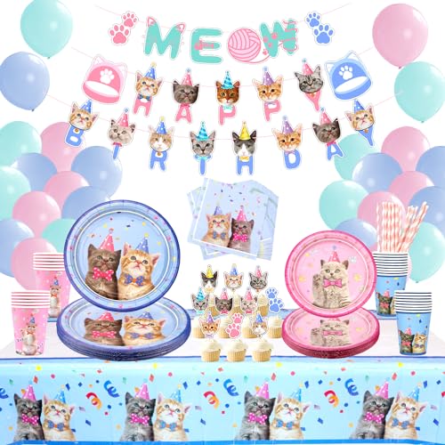 LSJDEER 210 stück cat partyzubehör dekoration set, kätzchen wegwerfgeschirr einschließlich alles gute zum geburtstag banner macaron ballons abendessen teller dessertteller servietten LSJDEER 210 stück cat partyzubehör dekoration set, kätzchen wegwerfgeschirr einschließlich alles gute zum geburtstag banner macaron ballons abendessen teller dessertteller servietten von LSJDEER