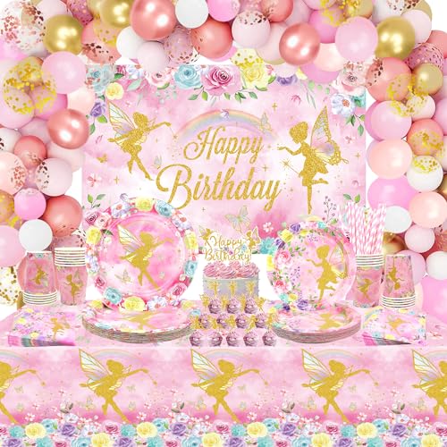 LSJDEER Feen-Geburtstagsparty-Dekoration – Feen-Partygeschenke, Teller, Tassen, Servietten, Tischdecke,Happy Birthday, Hintergrund, Luftballons, Tortenbogen LSJDEER Feen-Geburtstagsparty-Dekoration – Feen-Partygeschenke, Teller, Tassen, Servietten, Tischdecke,Happy Birthday, Hintergrund, Luftballons, Tortenbogen von LSJDEER