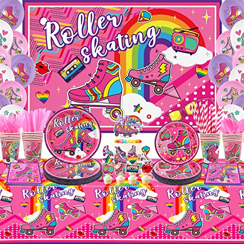 LSJDEER Rollschuh-Partyzubehör – Rollschuh-Geburtstagsparty-Dekorationen umfassen alles Gute zum Geburtstag-Hintergrund, Kuchendeckel, Teller, Becher, Servietten, Tischdecke LSJDEER Rollschuh-Partyzubehör – Rollschuh-Geburtstagsparty-Dekorationen umfassen alles Gute zum Geburtstag-Hintergrund, Kuchendeckel, Teller, Becher, Servietten, Tischdecke von LSJDEER