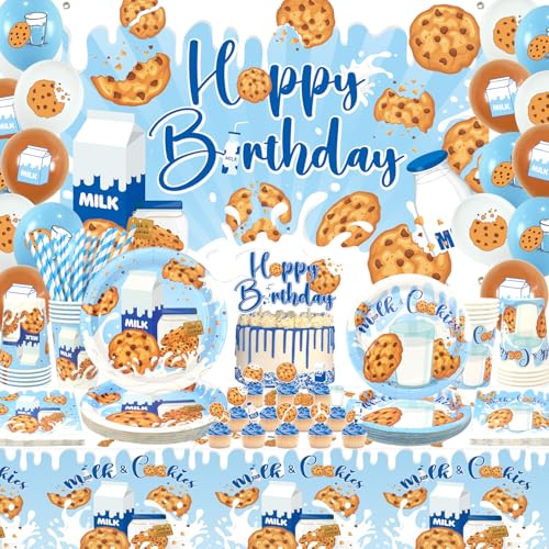 Milch und Kekse Geburtstagsparty-Dekorationen, Keksmilch-Partyzubehör, Teller, Tassen, Servietten, Tischdecke, Happy Birthday Hintergrund, Ballon-Kuchenaufsätze für Milch-Babyparty-Dekorationen, Milch und Kekse Geburtstagsparty-Dekorationen, Keksmilch-Partyzubehör, Teller, Tassen, Servietten, Tischdecke, Happy Birthday Hintergrund, Ballon-Kuchenaufsätze für Milch-Babyparty-Dekorationen, von LSJDEER