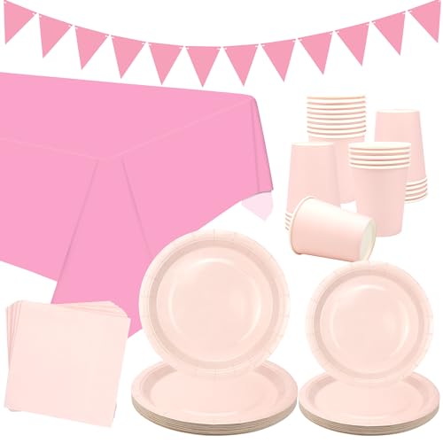 Purple Party Tableware Supplies – Serves 20, Purple Pastel Party Decoration Dinnerware includes Plates, Cups, Napkins, Banner, Tablecloth for Graduation Wedding Birthday Party Baby Shower Decorations von LSJDEER