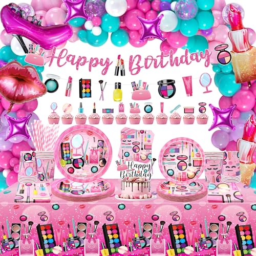 Spa Geburtstagsfeier Dekoration - Make -up -Party -Gefälligkeiten, Teller Cups Servietten Tischdecke alles Gute zum Geburtstag Bannerballons Erzkuchen Topper für Mädchen Frauen Schlafspapulier Spa Geburtstagsfeier Dekoration - Make -up -Party -Gefälligkeiten, Teller Cups Servietten Tischdecke alles Gute zum Geburtstag Bannerballons Erzkuchen Topper für Mädchen Frauen Schlafspapulier von LSJDEER