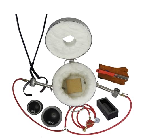 LSMIITTH 16KG Edelstahl Propan-Schmelzofen mit 2in1 Tiegelzangen zum Ausgießen und Heben, Dual Brennern Metall Gießerei Tiegelofen für Gold Silber Kupfer Aluminium Full Casting Tool Kit LSMIITTH 16KG Edelstahl Propan-Schmelzofen mit 2in1 Tiegelzangen zum Ausgießen und Heben, Dual Brennern Metall Gießerei Tiegelofen für Gold Silber Kupfer Aluminium Full Casting Tool Kit von LSMIITTH