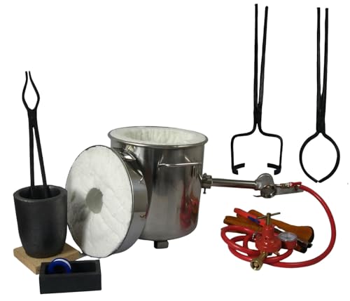 LSMIITTH 6KG Propan-Schmelzofen Kit mit Tiegelzangen, Tiegeln, 113ml Barrenform, Zange und Handschuhe, Brennofen für Metall Gold Silber Kupfer Aluminium Full Casting Tool Kit LSMIITTH 6KG Propan-Schmelzofen Kit mit Tiegelzangen, Tiegeln, 113ml Barrenform, Zange und Handschuhe, Brennofen für Metall Gold Silber Kupfer Aluminium Full Casting Tool Kit von LSMIITTH
