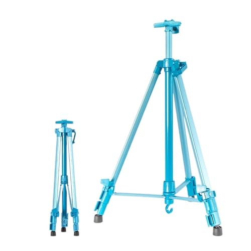 Kunst Staffeleiständer Staffelei aus Aluminiumlegierung, tragbarer, schrumpfbarer, zusammenklappbarer Zeichenbrettständer, höhenverstellbares Stativ, Künstlerbedarf, 6 Farben, 155 cm Höhe(Blue) von LSNNMU