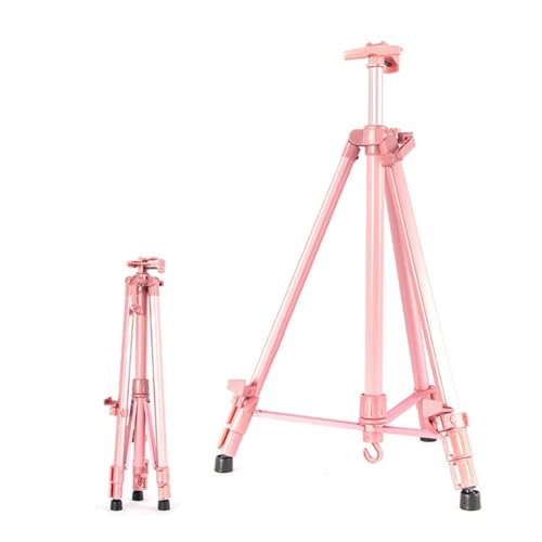 Kunst Staffeleiständer Staffelei aus Aluminiumlegierung, tragbarer, schrumpfbarer, zusammenklappbarer Zeichenbrettständer, höhenverstellbares Stativ, Künstlerbedarf, 6 Farben, 155 cm Höhe(Pink) von LSNNMU