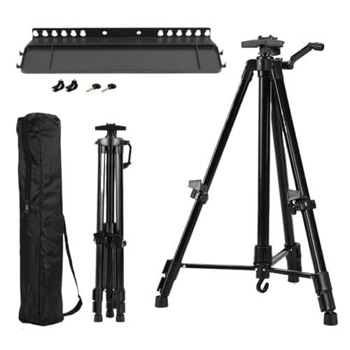 Kunst Staffeleiständer Tragbare, verstellbare Metall-Skizzenstaffelei, Ständer, faltbare Reise-Staffelei, Metall-Staffelei, Skizze, Zeichnung, for Künstler, Kunstbedarf, 50–150 cm(A With Black Tray) Kunst Staffeleiständer Tragbare, verstellbare Metall-Skizzenstaffelei, Ständer, faltbare Reise-Staffelei, Metall-Staffelei, Skizze, Zeichnung, for Künstler, Kunstbedarf, 50–150 cm(A With Black Tray) von LSNNMU
