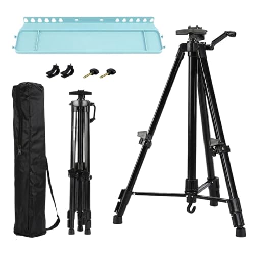 Kunst Staffeleiständer Tragbare, verstellbare Metall-Skizzenstaffelei, Ständer, faltbare Reise-Staffelei, Metall-Staffelei, Skizze, Zeichnung, for Künstler, Kunstbedarf, 50–150 cm(A With Blue Tray) Kunst Staffeleiständer Tragbare, verstellbare Metall-Skizzenstaffelei, Ständer, faltbare Reise-Staffelei, Metall-Staffelei, Skizze, Zeichnung, for Künstler, Kunstbedarf, 50–150 cm(A With Blue Tray) von LSNNMU