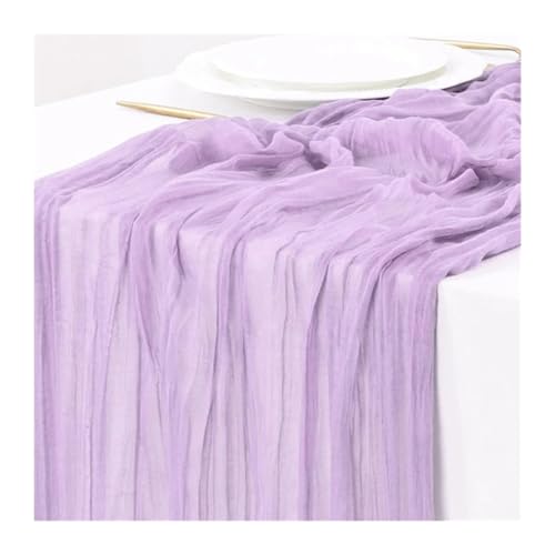 LSNNMU Gaze Tischläufer 4 Stück Gaze-Tischdecke, Strickstoff, Tischläufer, Hochzeit, Geburtstag, Party, Bankett, Dekoration, Gaze-Stoff, Voile-Tischdecke, Twist-Tischdecke(Light Purple,90x180CM) von LSNNMU
