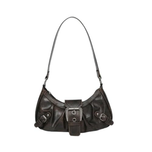 LSNNMU Halbmond-Tasche für Frauen Frauen Umhängetasche PU Leder Halbmond Tasche Plissee Unterarm Geldbörse Magnetverschluss Zipper Clutch Geldbörse Reise Pendler Tasche(Coffee) von LSNNMU