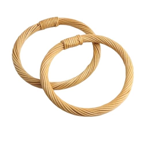 LSNNMU Hölzerne Taschengriffe 4 Stück runde Rattan-Taschengriffe, 12,5 cm, gehäkelte Holzgriffe for Handtaschen, DIY-Herstellung, Ersatzriemen, Zubehör von LSNNMU