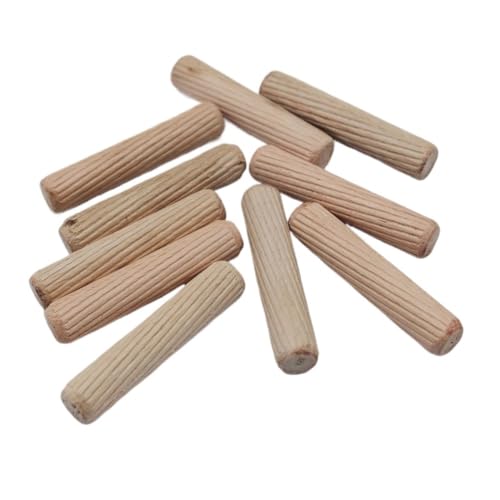 LSNNMU Holzdübel 100 Stück 6 mm 10 mm 10 mm Holzdübel for Schränke, Schubladen, rund, geriffelt, Holz, Basteldübel, Stangen, Set mit Möbelbeschlägen(8mm) von LSNNMU