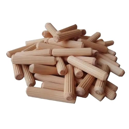LSNNMU Holzdübel 50 Stück Holzdübel for Schränke, Schubladen, Möbelbeschläge, Holzdübelstifte, rund, geriffelt, Basteldübelstift, Stangen-Set(8x40mm) von LSNNMU