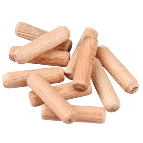 LSNNMU Holzdübel 50 Stück Holzdübel for Schränke, Schubladen, rund, geriffelt, Holz, Bastelstifte, Stangen, Möbelbeschlag, Holzdübelstift(M6 (100PCS),40mm) von LSNNMU