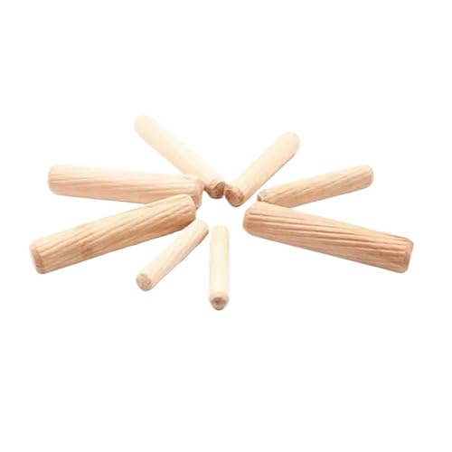 LSNNMU Holzdübel 50 Stück Holzdübelstifte, rund, geriffelt, for Schränke, Schubladen, Basteldübelstangen for Möbelbeschläge, Holzbearbeitung(6x40mm 50pcs) von LSNNMU