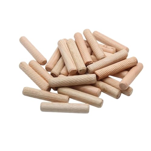 LSNNMU Holzdübel 50 Stück Holzdübelstifte for Schränke und Schubladen, rund, geriffelt, mit abgeschrägten Enden, for Holzhandwerk, Dübelstifte, Stangen, Möbelbeschläge(8x40mm) von LSNNMU