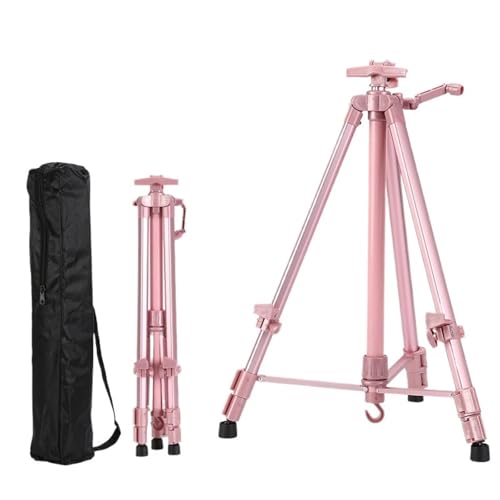 LSNNMU Kunst Staffeleiständer Tragbare Metall-Skizzen-Staffelei, Ständer, 50–150 cm, verstellbar, faltbar, Reise-Aluminiumlegierung for Outdoor-Malerei, Künstler, Kunstbedarf(Pink Aluminum Alloy) von LSNNMU
