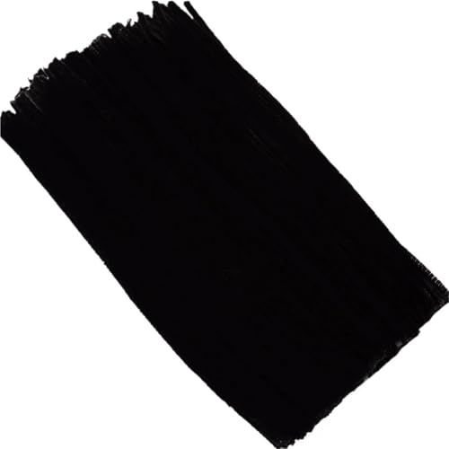 LSNNMU Pfeifenreiniger 100 Stück 30 cm gedrehter Draht, Chenille-Stiele, Pfeifenreiniger, Plüschstäbchen, Spielzeug, handgefertigtes Material, DIY-Bastelbedarf(Black) von LSNNMU