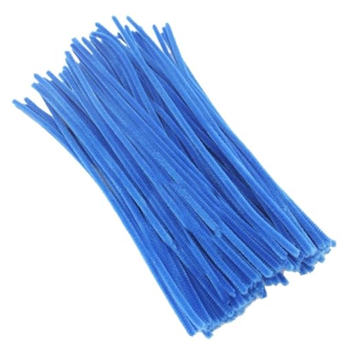 LSNNMU Pfeifenreiniger 100 Stück 30 cm gedrehter Draht, Chenille-Stiele, Pfeifenreiniger, Plüschstäbchen, Spielzeug, handgefertigtes Material, DIY-Bastelbedarf(Blue) von LSNNMU
